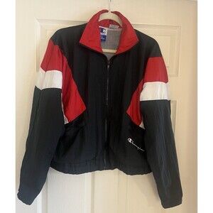 vintage Champion 90s color-block Men’s windbreaker Sz S classic red Black Y2K